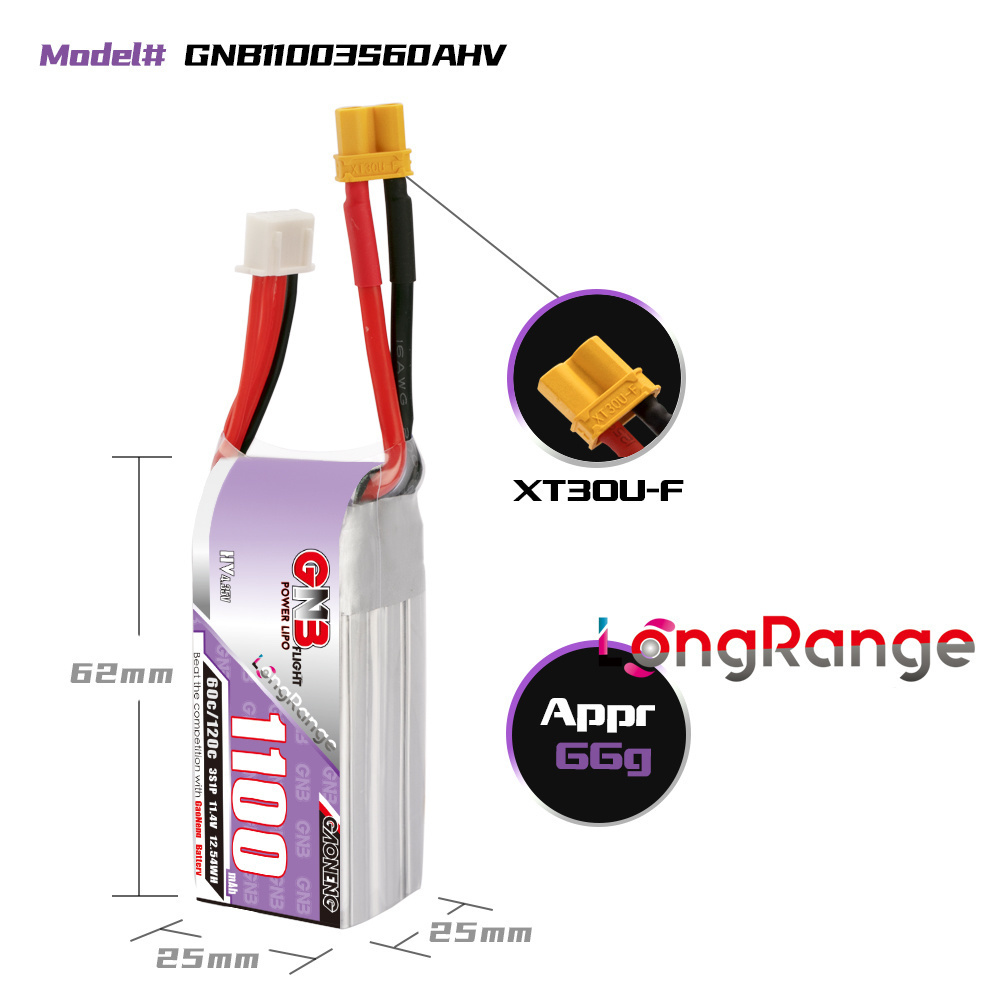 GNB 1100mAh 2S 3S 4S 6S 60C/12 - Rc Helicopter Battery ulasan dan harga