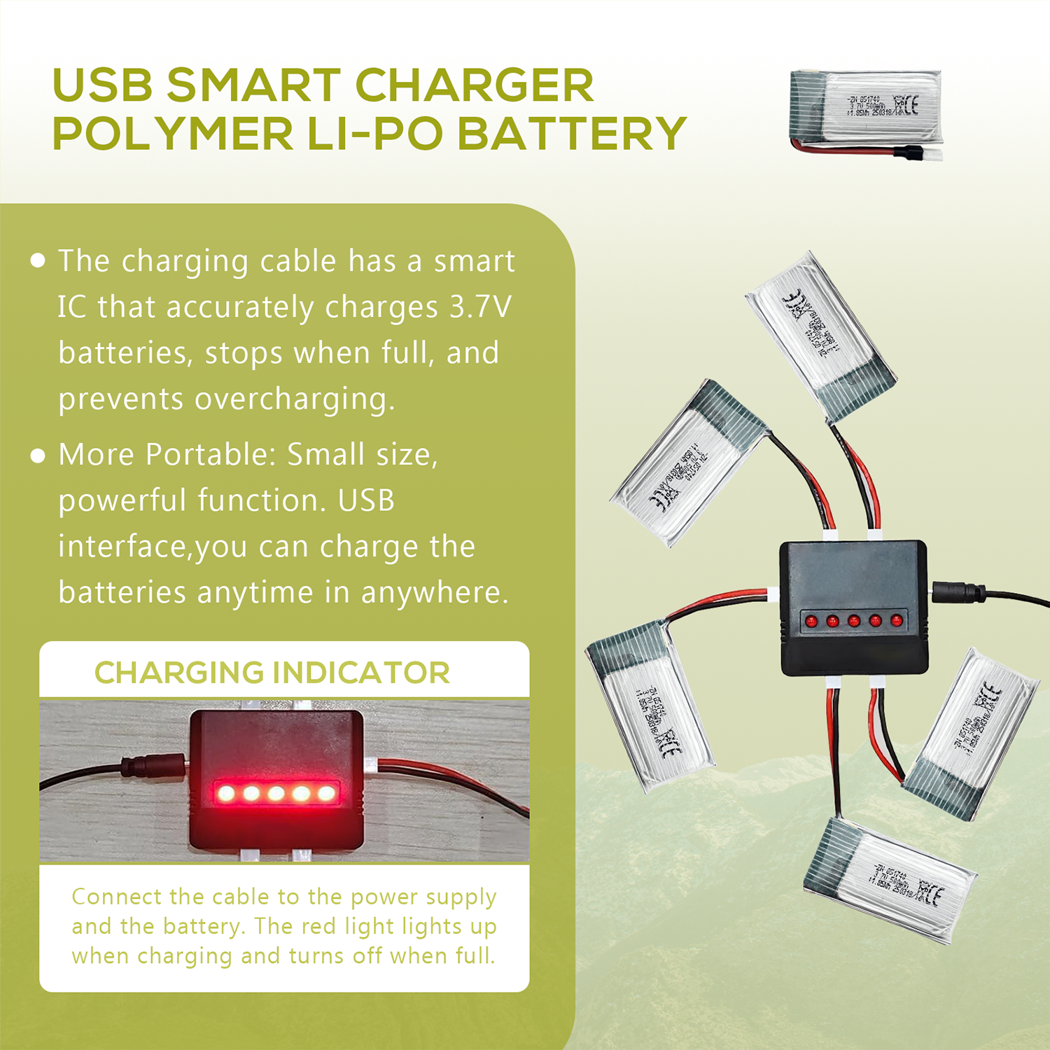 5Pcs 3.7V 500mAh LiPo Batterie - Rc Helicopter Charger ulasan dan harga